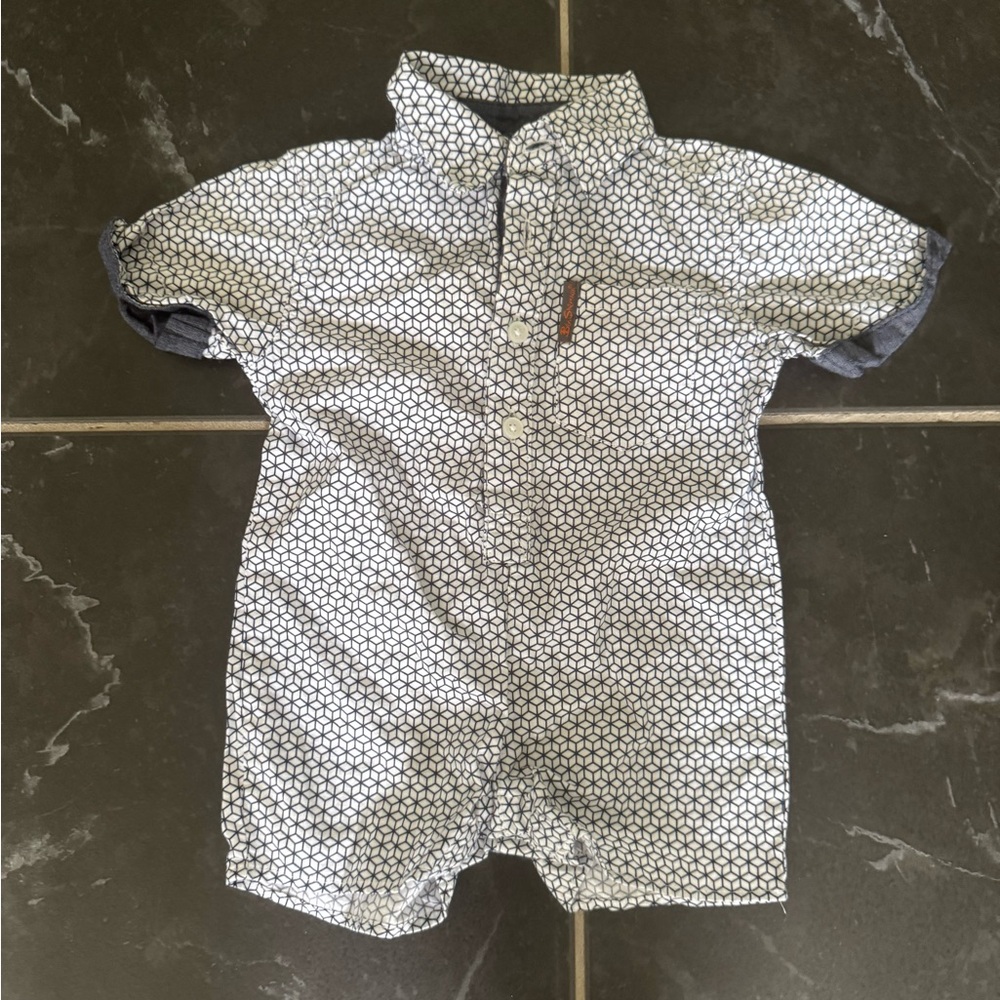 EUC Ben Sherman Black and White Geometric Shirt (3-6 Months)